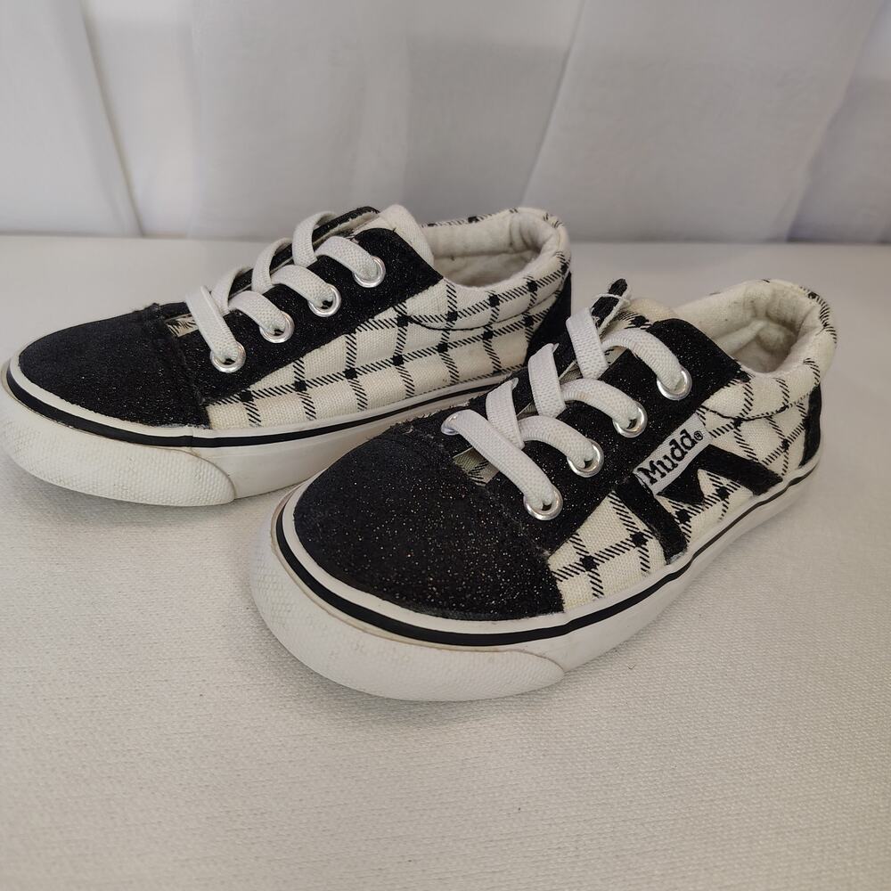 Mudd Toddler Size 6 Sneakers Black White Plaid Lace Up Low Top Shoes tennis shoe